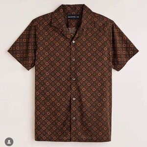 Abercrombie & Fitch Brown and Red Casual Button Down Shirt